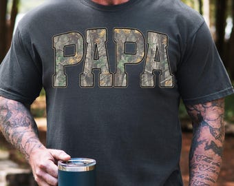 Hunting Papa Camo Western Vintage PNG, Papa Camouflauge Png, Camo Print Sublimation, Retro Hunting Distressed, Camo Cozy Season