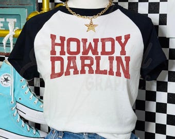 Retro Western Howdy Darlin PNG, Darlin Retro Country Distressed Cowboy Quote, Southern Mama Png, Trendy Western Png, Country Cowgirl Png