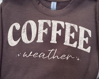 Kaffee Wetter PNG, Kaffee Shirt PNG Design, Herbstkaffee PNG, Kaffee Liebhaber Png, Pullover Wetter Png, Retro Distressed Herbst Shirt Design