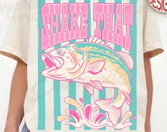 Trendy Everyday Summer Shake That Bass PNG, Funny Fishing PNG, Preppy Bass Fish PNG, Retro Fish Png, Sassy Fishing Png, Retro Bass Fish Png