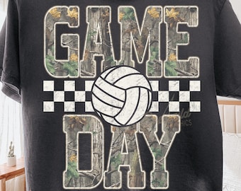 Camo Checkered Volleyball PNG, Trendy Game Day Volleyball PNG, Fall Season Sports Sublimation Design, Distressed Sports Mom Shirt Png