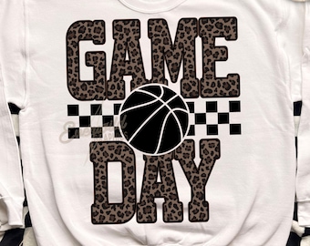 Leopard Checkered Basketball Game Day PNG, Trendy Basketball Mom PNG, Fall Sports Sublimation Design, Basketball Season Sports Design