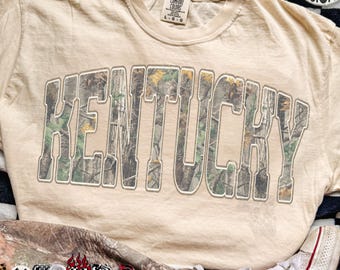 Kentucky Camo Western Vintage PNG, Trendy Camo Shirt Design, Camo Print Sublimation, Retro Hunting Distressed, Camo Cozy Season