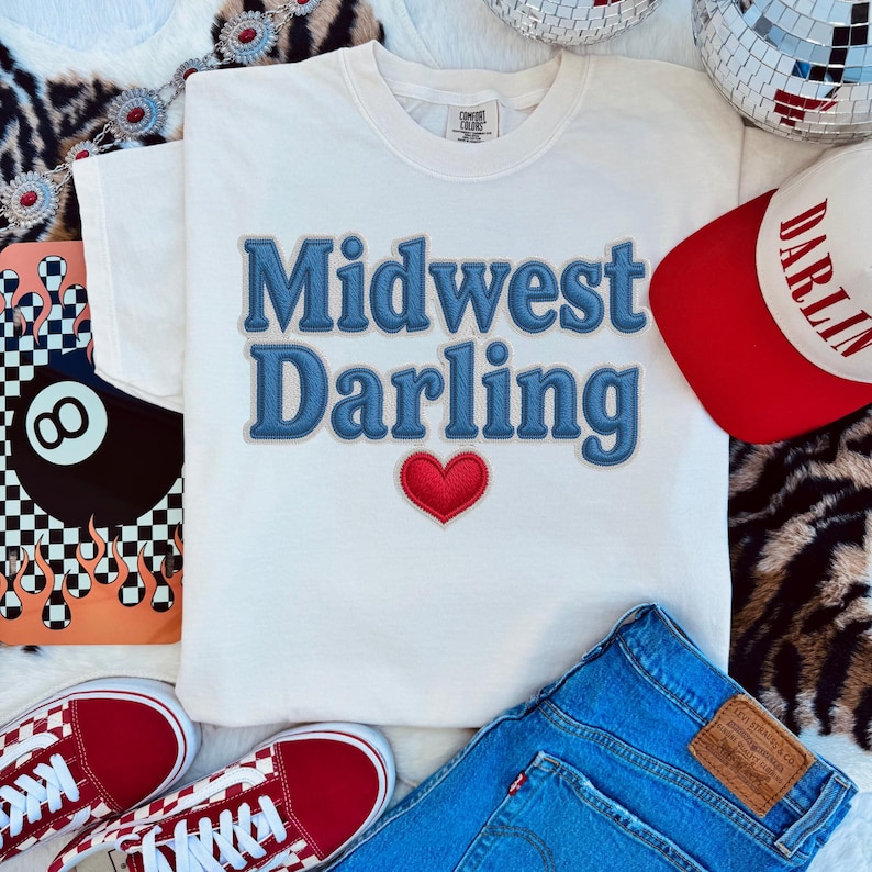 Midwest Darling PNG Sublimation Design, Faux Embroidery Png, Patchwork PNG, Trendy Designs PNG, Trendy Minimal Aesthetic Png