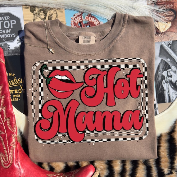 Trendy Hot Mama PNG, Yallternative Checkered PNG, Motherhood Humor Png, Edgy Western PNG, Sarcastic Mom Humor Sublimation
