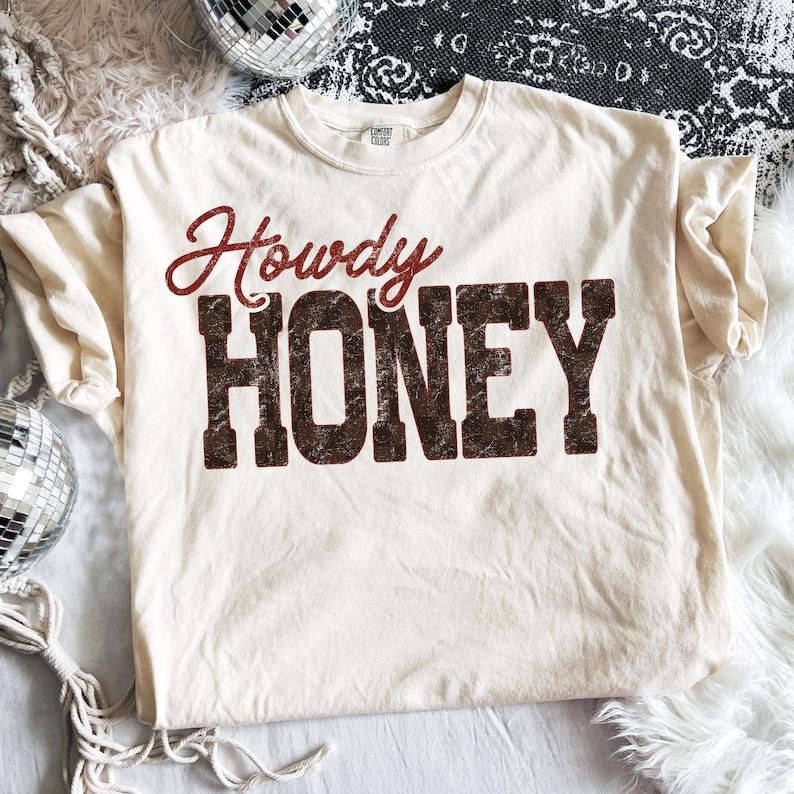 Howdy Honey PNG, Retro Western Checkered PNG, Country Cowgirl Sublimation, Rodeo Shirt Design, Southern Style PNG, Western Shirt Design