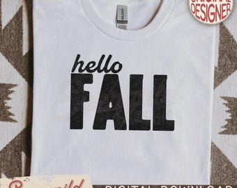 Retro Hello Fall PNG, Distressed Minimalist Fall Shirt Design