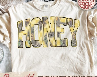 Retro Camo Western PNG, Honey Retro Camo Country Distressed Cowboy Quote, Trendy Checkered Sublimation Design