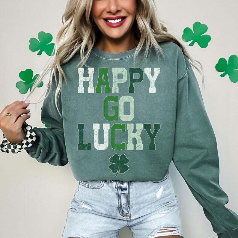 Happy Go Lucky PNG, St Patricks Day Shirt Design, St Patricks Day Shirt Design, Coquette St Pattys Sublimation Design, Trendy Png Design