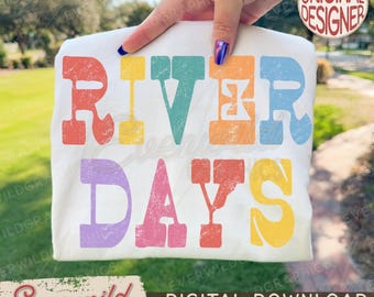 Distressed River Days PNG, Beach Life PNG, Trendy Retro Western Country Girl Distressed Summer Design, Sweet Summer Time PNG