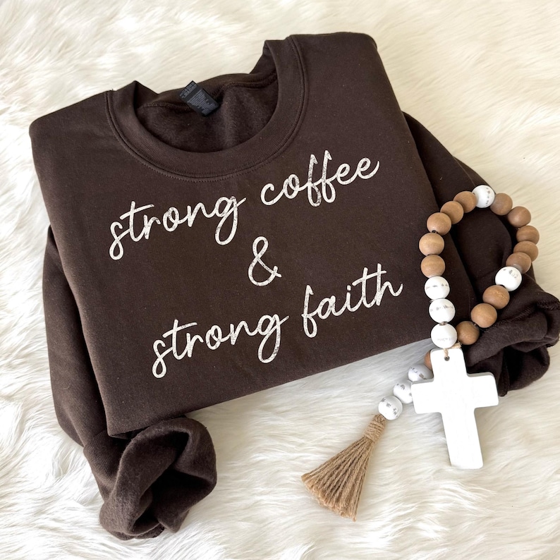 Strong Faith PNG, Christian Coffee Lover PNG, Retro Faith Png, Jesus Png, Bible Verse Png, Retro Religious Shirt Png