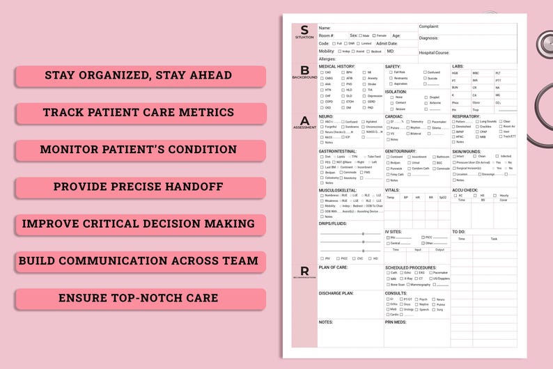 Icu Sbar Example Bundle ICU SBAR Nurse Report Sheet, Nursing Brain Sheet Med Surg, Nurse ...