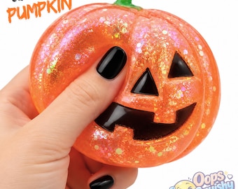 Squishy balle anti-stress citrouille et maltose | Jack O Lantern, jouet fissuré à montée lente scintillant | Jouet compressible anti-stress | Joli cadeau d'Halloween