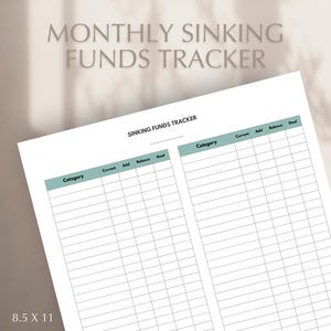 Sinking Funds Tracker | 8.5x11 | Digital
