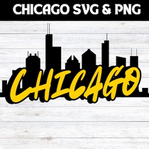 Chicago png, Chicago svg, Yellow Chicago png, Chicago skyline png, College Font Svg, Chicago Life Svg, Varsity Font Svg, Digital Download