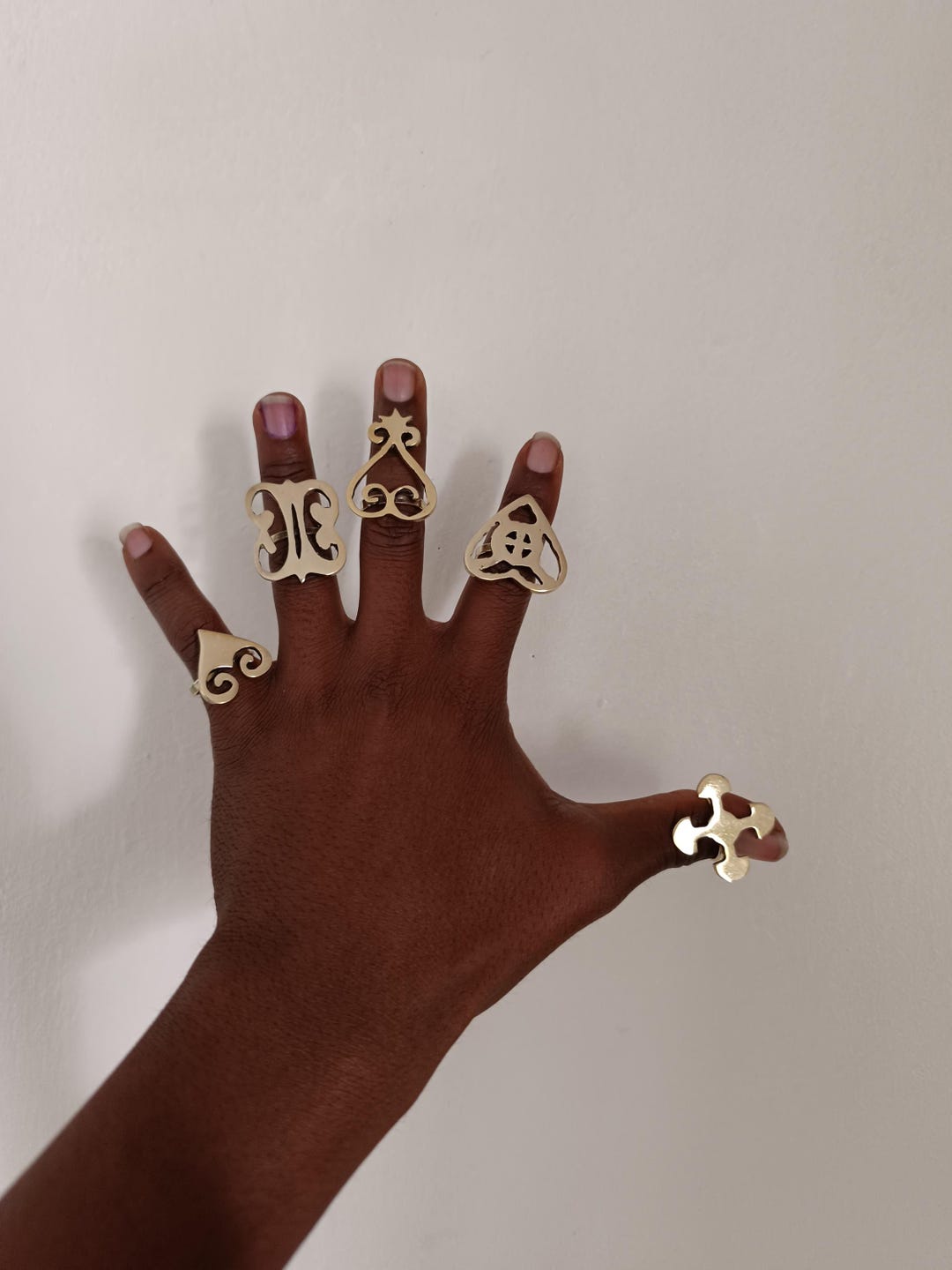 Adinkra Brass Rings Set: Adjustable African Statement Jewelry - Etsy