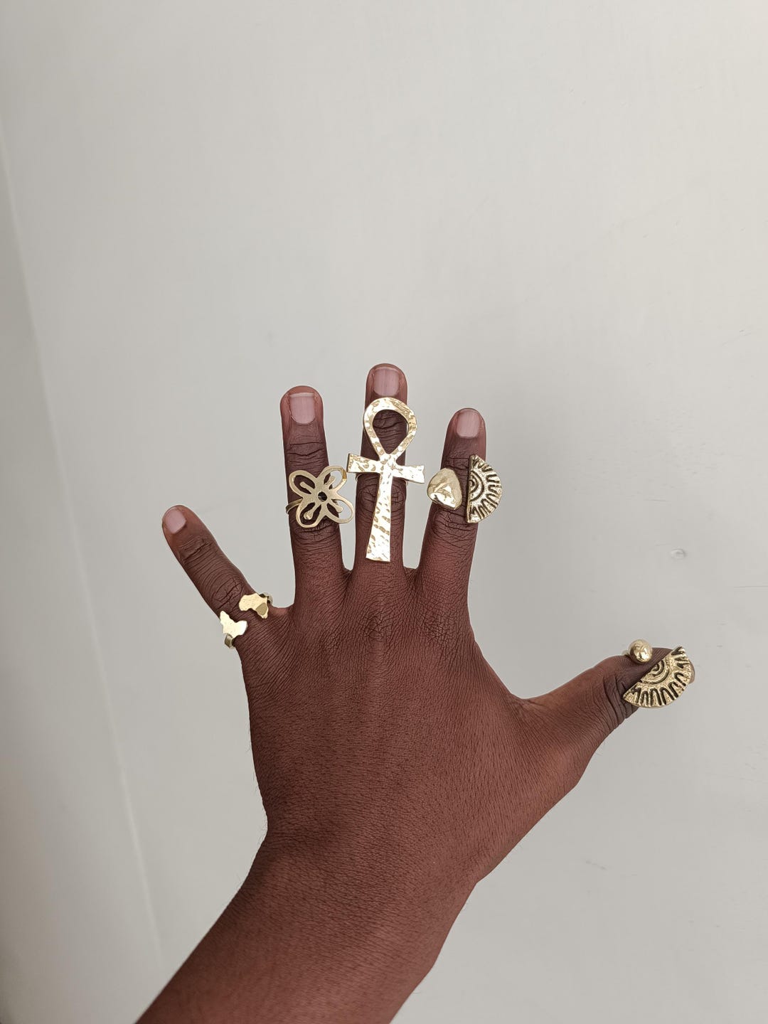 Adjustable Raw Brass African Rings Set, Handmade Statement Jewelry - Etsy