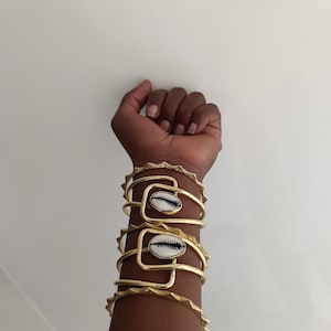Adjustable Brass Cuff Bracelet: African Unisex Jewelry