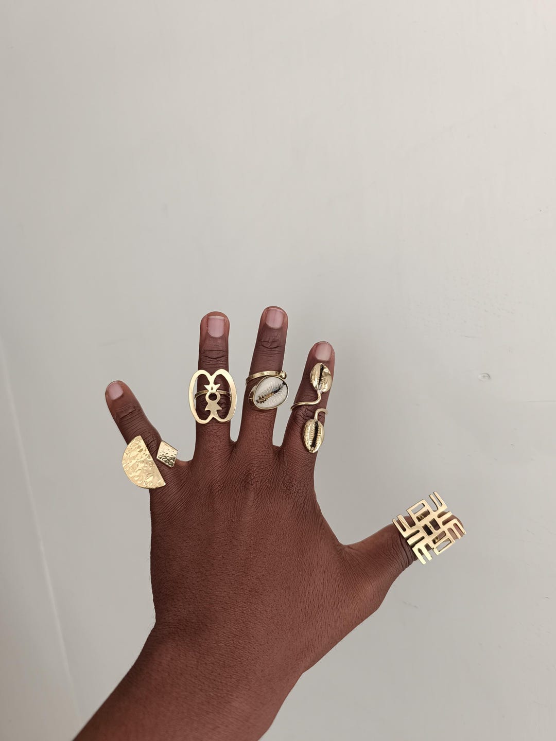 Five Adjustable Brass Rings African Brass Rings Statement Rings ...