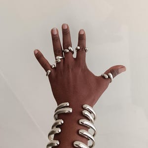 Adjustable Silver Cuff Bracelet Set: Unisex African Jewelry