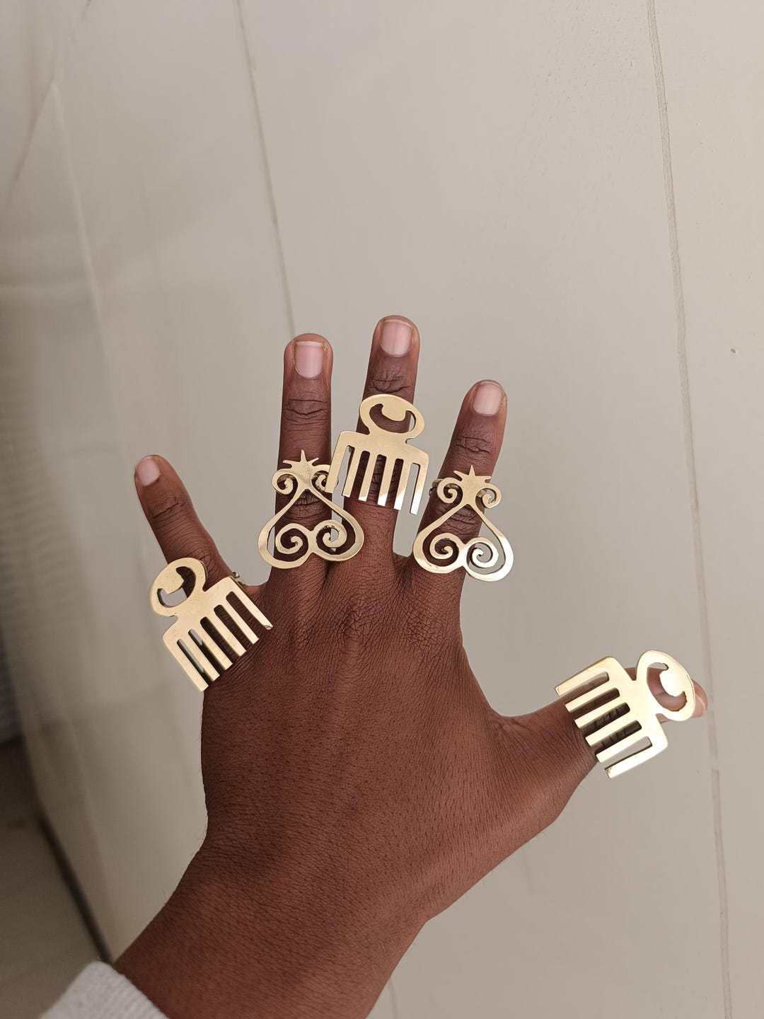 5 Adinkra Brass Rings, Brass Rings, Adjustable Brass Rings,statement ...