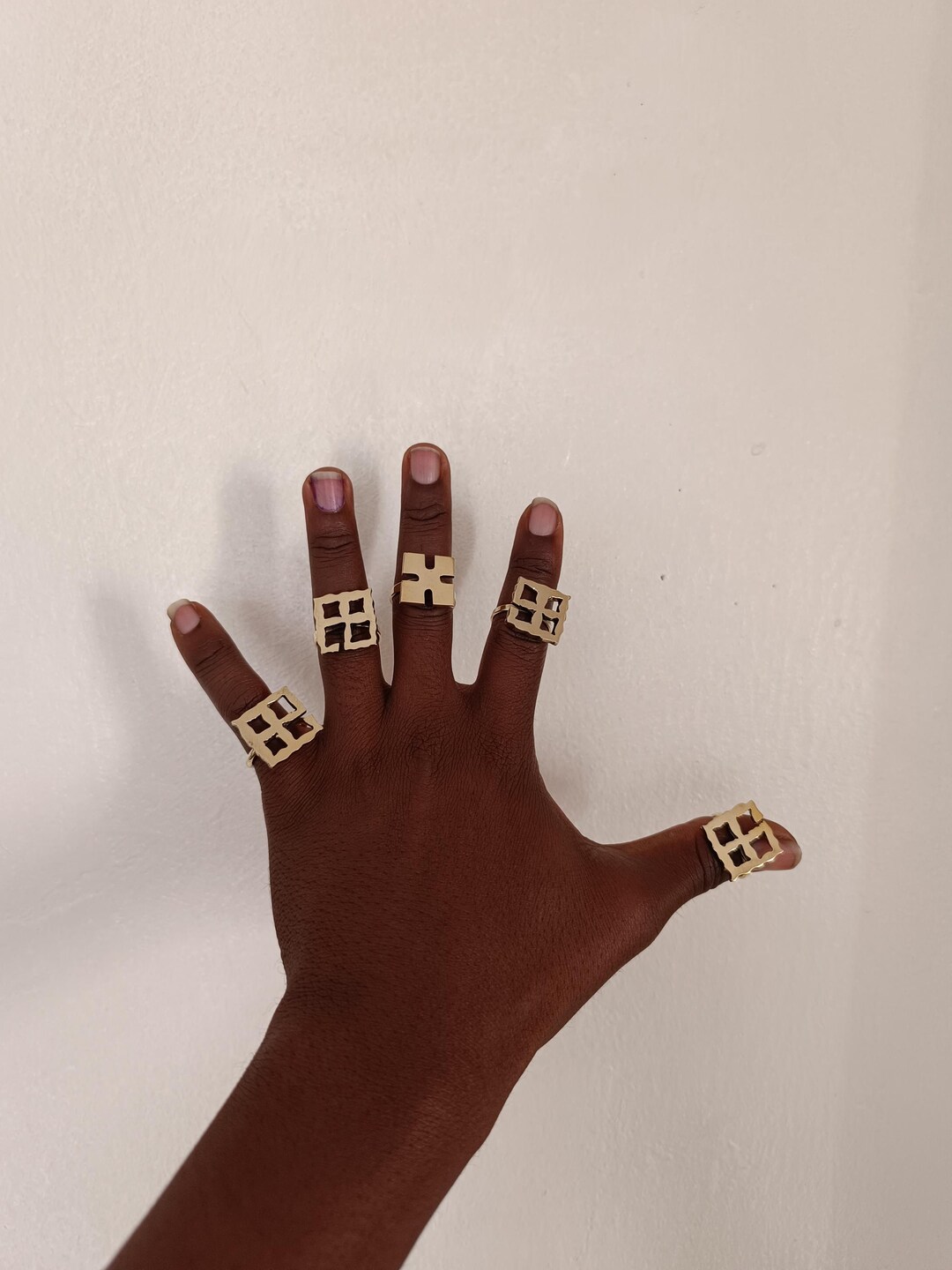 5 Adinkra Brass Rings, Brass Rings, Adjustable Brass Rings,statement ...