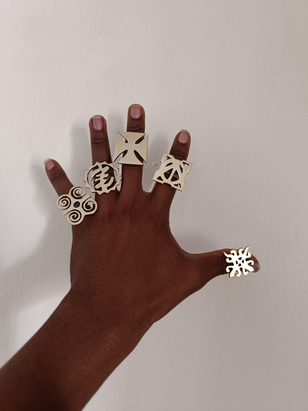 Adinkra Brass Rings Set: Adjustable African Statement Jewelry - Etsy