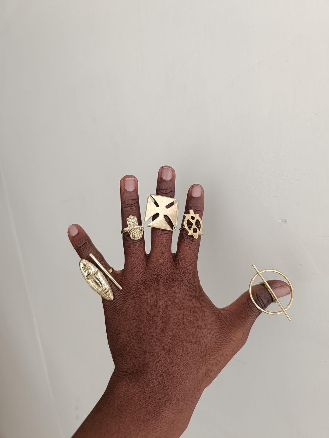 Five Adjustable Brass Rings African Brass Rings Statement Rings ...