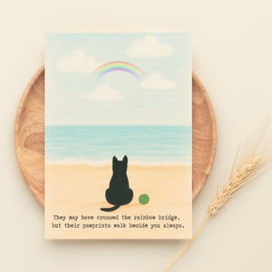 Biglietto commemorativo per cane stampabile, biglietto per la perdita di un animale domestico a Rainbow Bridge, biglietto di condoglianze per il cane, le impronte rimangono sempre, 2 formati: 5x7, 4x6 pollici, JPEG, PDF