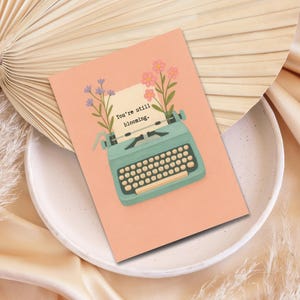 cartão motivacional de crescimento para impressão, cartão de amigo atencioso, cartão floral para máquina de escrever, 2 tamanhos 5x7, 4x6 polegadas, JPEG, PDF