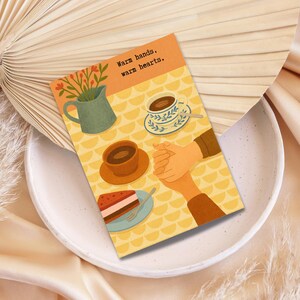 Cartão de amor para impressão, cartão de relacionamento aconchegante, design de mãos quentes e corações quentes, cartão romântico para casal, 2 tamanhos 5x7, 4x6 polegadas, JPEG, PDF