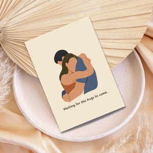 Cartão de saudades para imprimir, cartão de felicitações emocionante para longa distância, arte de abraço de casal, cartão de amor para parceiro, 2 tamanhos 5x7, 4x6 polegadas, JPEG, PDF