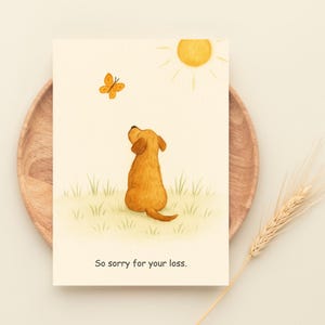 Carte de sympathie pour chien imprimable, carte de confort pour animal de compagnie, désolé pour votre perte, 2 tailles 5 x 7, 4 x 6 pouces, JPEG, PDF