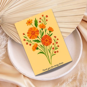 Florale druckbare Dankeskarte, fröhliche digitale Karte für Freunde oder Familie, in 2 Größen 5x7, 4x6 Inches, JPEG, PDF