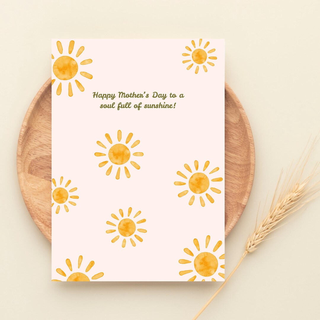 Printable Mothers Day Card, Cute Sunshine Digital Card for Mum, 5x7/4x6 ...
