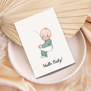 Carte de voeux imprimable pour bébé, baby shower ou carte de naissance, 2 tailles 5 x 7, 4 x 6 pouces, JPEG, PDF