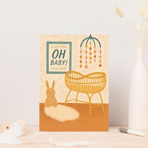 Carte imprimable de baby shower, carte de bébé neutre, nouvelle carte de voeux fantaisiste, carte de bébé mignon, 2 tailles 5 x 7, 4 x 6 pouces, JPEG, PDF
