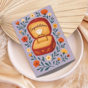 Carte de fiançailles imprimable, carte de félicitations pour couple nouvellement fiancé, carte de proposition de mariage, 2 tailles 5 x 7, 4 x 6 pouces, JPEG, PDF