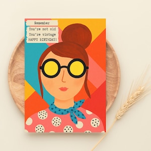 Cartão de aniversário engraçado para impressão, cartão de felicitações com inspiração vintage, cartão de aniversário estilo retrô, 2 tamanhos 5x7, 4x6 polegadas, JPEG, PDF