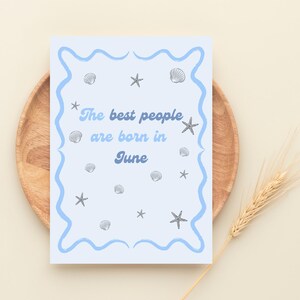 June Birthday Card Printable, Best People Born In June, 2 sizes 5x7, 4x6 Inches, JPEG, PDF