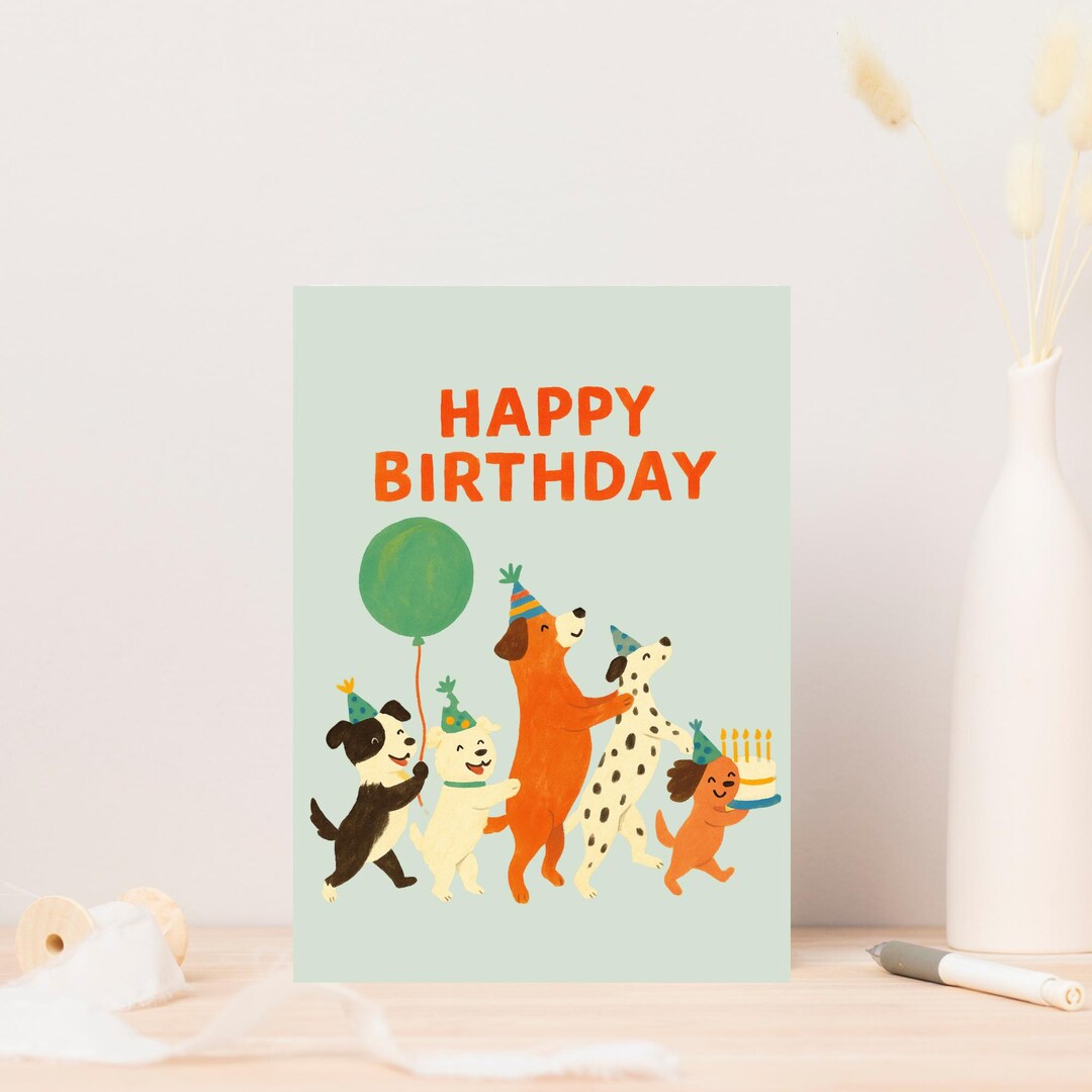 Happy Birthday Card Printable, Fun Puppy Party Card, Birthday Card for ...