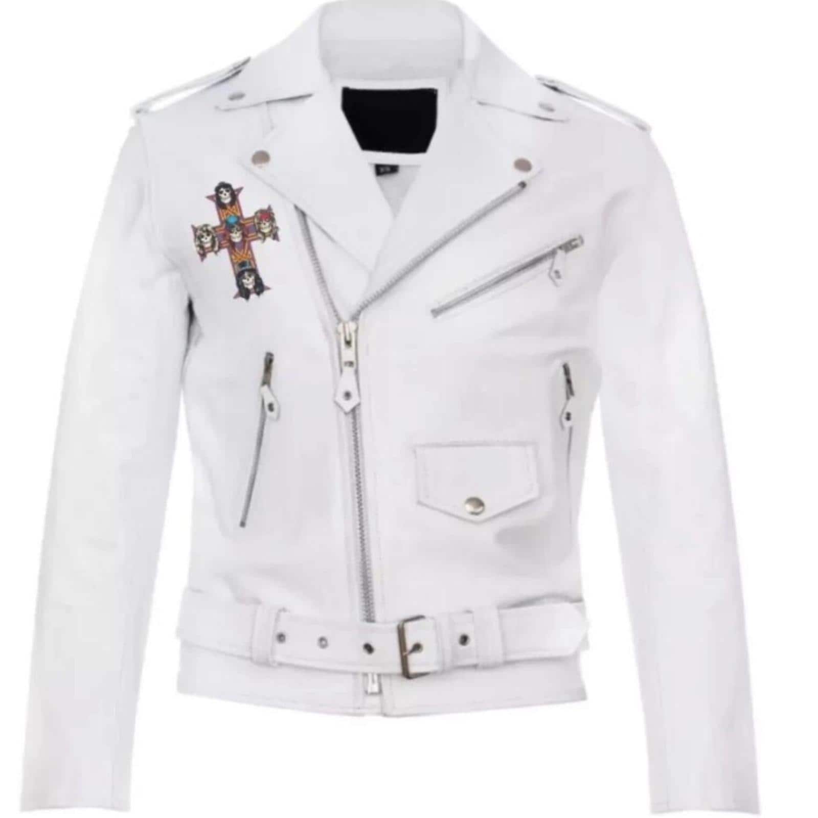 Men's White Rock Leather Jacket – Axl Rose Inspired Guns N' Roses
