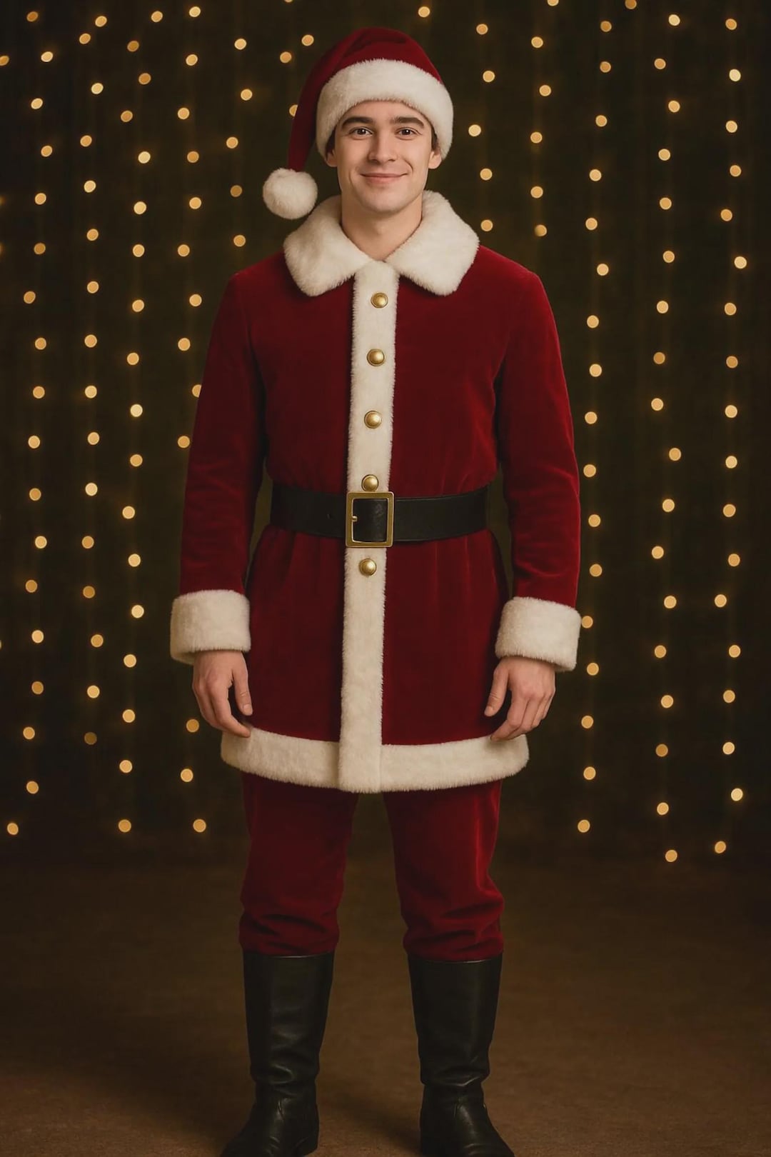 Santa Inspired Red Velvet Santa Suit Cap Coat And Trouser Luxury Red santa-inspired-red-velvet-santa-suit-cap-coat-and-trouser-luxury-red