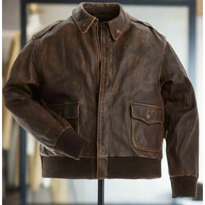 A2 Braune Leder Bomberjacke für Männer - WW2 Pilotenmantel | Vintage Style Military Oberbekleidung Geschenk für sie