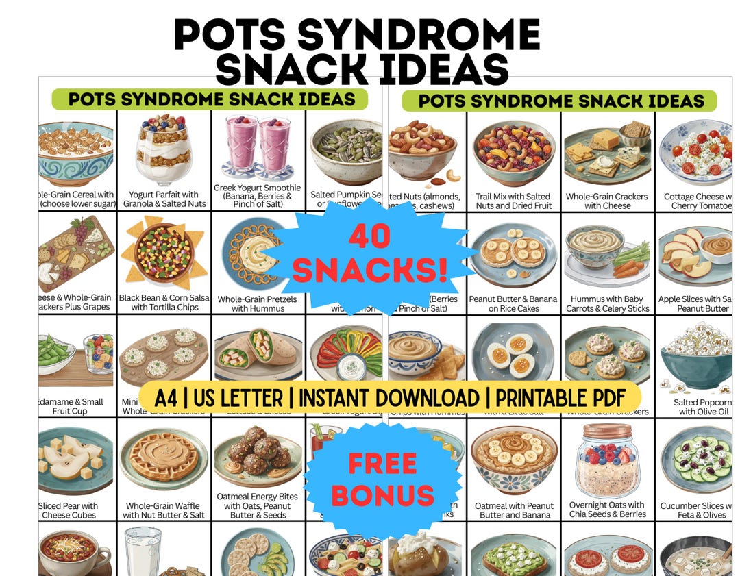 Snack Choice Chart.pdf POTS Syndrome Healthy Snack List Printable PDF – 40 Snack Ideas + Bonus ...