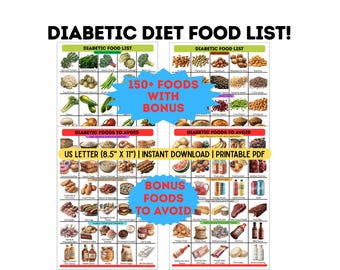 Diabetic Food Chart Printable Diabetes Food List. Diabetic Meal Planning Foods To Eat & Avoid. Low Carb Food List. Grocery List Inspiration