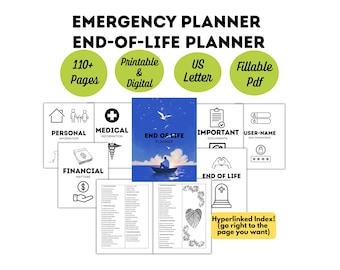 Fillable End of Life Planner and Emergency Binder | Death Planner and Estate Planning Kit | Digital and Printable PDF