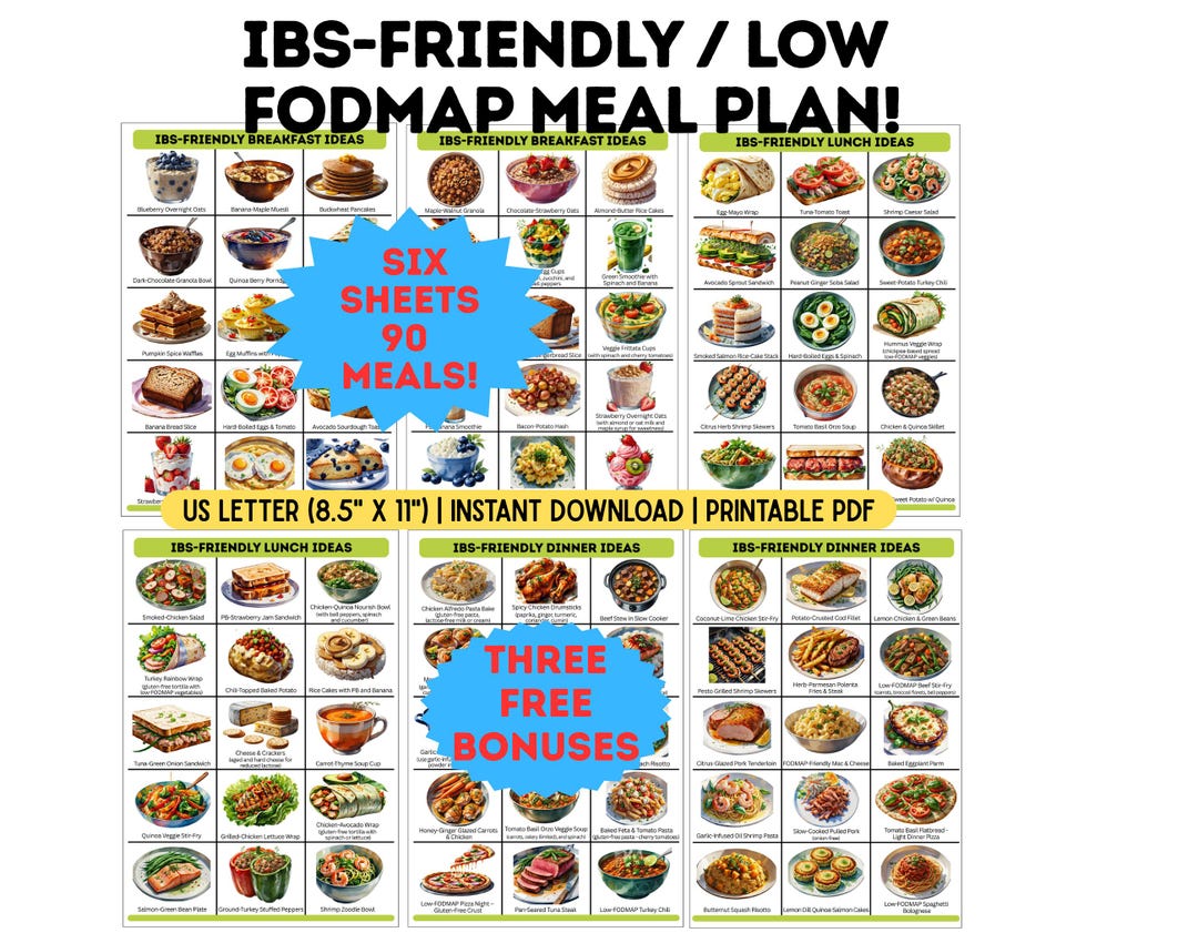 IBS Friendly Low FODMAP Diet Chart | 90 Meal Ideas Printable Pdf ...