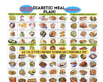 Diabetic Meal Plan | Diabetes Food List | Pre-Diabetes Meal Plan | Diabetic Food List | Diabetic Meal Planner | Digital Download PDF