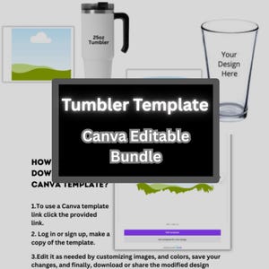 Editable Tumbler Template Bundle for Canva | Customizable Designs for Sublimation, 20oz, 30oz, 40oz Tumblers – Perfect for Personalization!